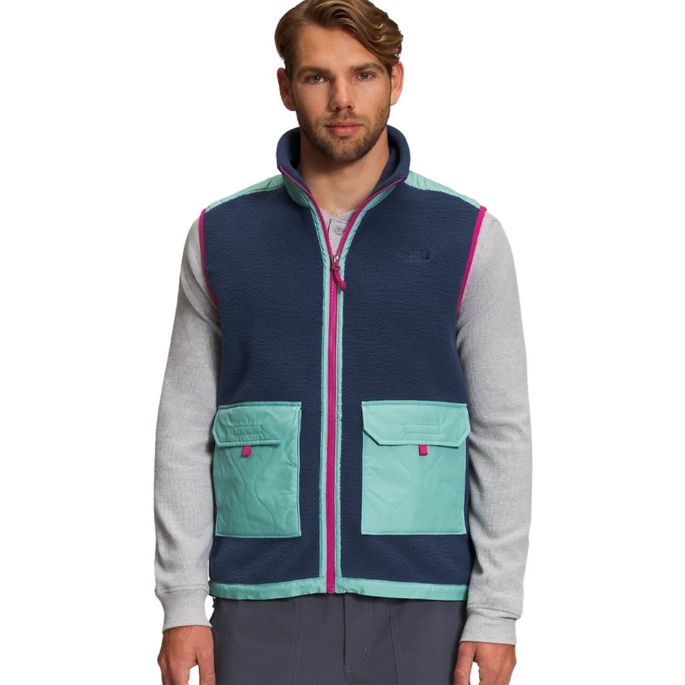 NWT Men's The North Face Royal Arch Full Zip Fleece Vest - Red/Blue - XLarge